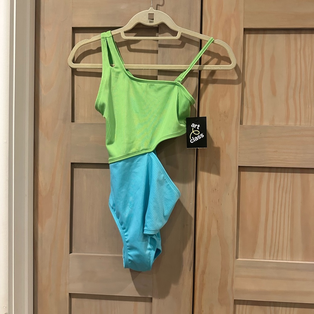 art class Lime Green and Aqua One-Piece Swimsuit for Kids